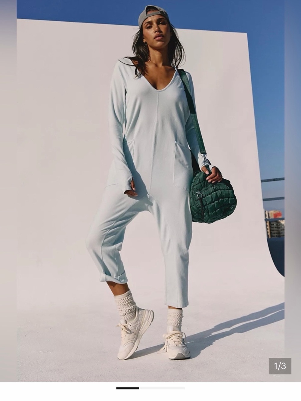 Free People Arctic Blue Hotshot Onesie Size Medium